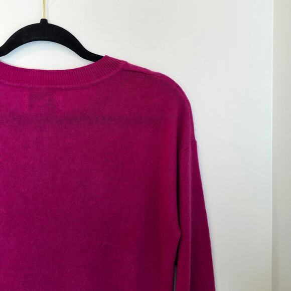 Rachel Zoe 100% Cashmere Crewneck Sweater Size S Magenta Pullover Rib Hem 2-Ply - Picture 6 of 7